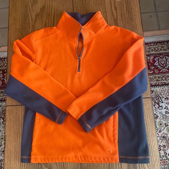 Mens Athletic Works 100% Polyester Quarter-Zip Sweatshirt Orange & Grey - Picture 1 of 6